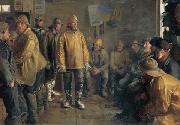 Michael Ancher In the grocery store on a winter day when there is no fishing USA oil painting artist